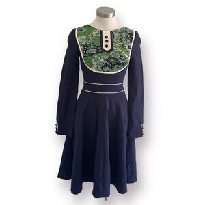 Kitten D'Amour Australia Retro 1950s Pinup Dress Fit & Flare Green Blue Sz. 8